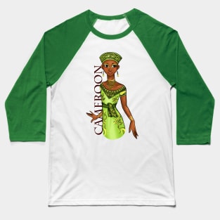 Black is Beautiful - Cameroon Africa Melanin Girl in traditional outfit Baseball T-Shirt